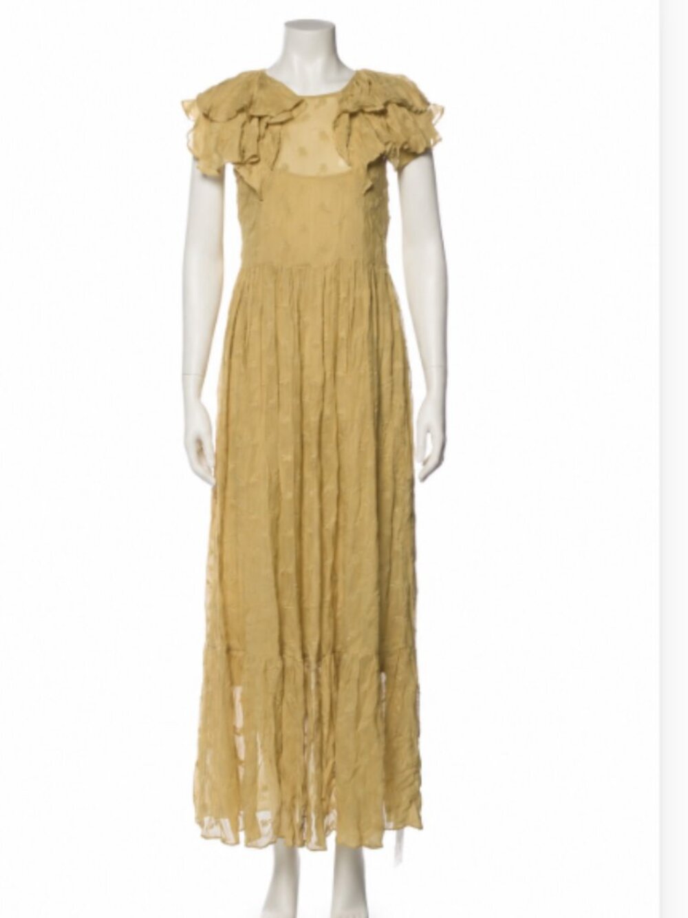 DÔEN Crew Neck Ruffle Maxi Dress Boho Cottagecore Romantic Prairie S - Picture 2 of 8